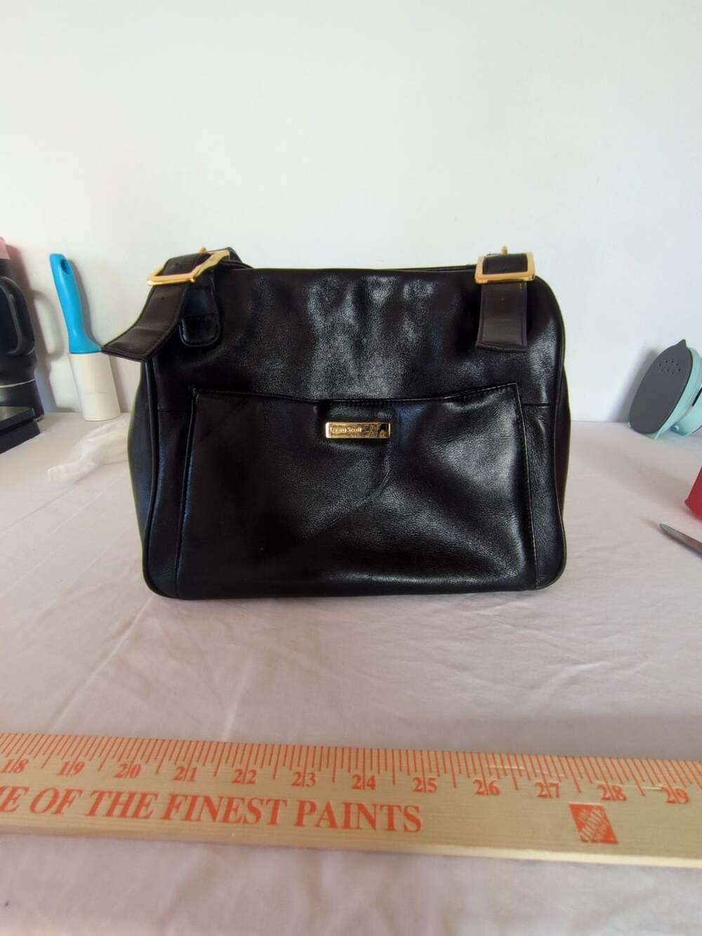 Laura Scott Black Leather Shoulder Bag Purse